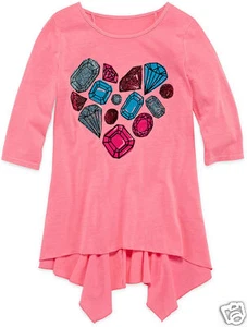 Total Girl 3/4 Sleeve Shark Bite Tunic Girls Sizes XL, XXL Neon - Picture 1 of 2