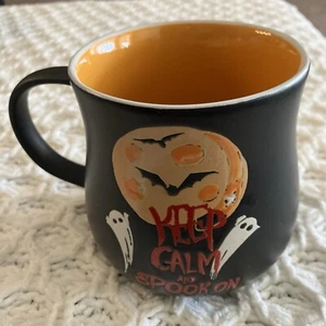 Halloween Keep Calm & Spook On Ghost Bats Moon Kaffeebecher Tasse NEU - Bild 1 von 5