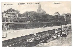 AK Dresden Brühl'sche Terrasse 1910 Ansichtskarte Postkarte Schiff Boot - Picture 1 of 2