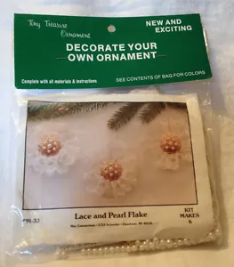 Vtg Unopened Mac Enter. Christmas Ornament Kit - Lace & Pearl Flakes - Makes 2 - Picture 1 of 3