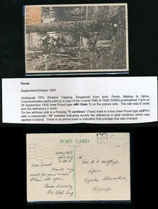 MALAYA PERAK nach TSCHECHOSLOWAKEI UNTERBEZAHLT + GELADEN T 10c VERPACKTER IPOH-AUTOMAT PPC - Bild 1 von 3