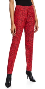 Zadig & Voltaire Prune Jac Leo Mid-Rise Slim Pants Passion Red Leopard 2 X 32 - Picture 1 of 12
