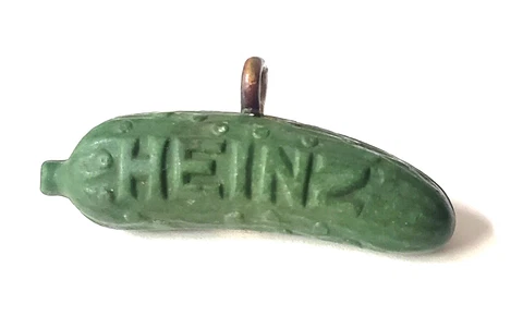 Heinz 57 Pickle Antique Green Composition Realistic Verbal Button  1&1/4" Cover