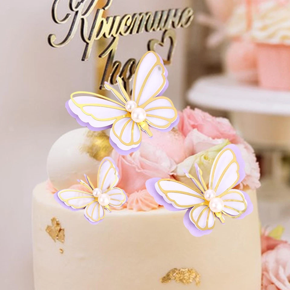 3 piezas adornos para pasteles de mariposa, decoraciones para pasteles, decoraciones de alimentos, bebé Foto 1 de 1