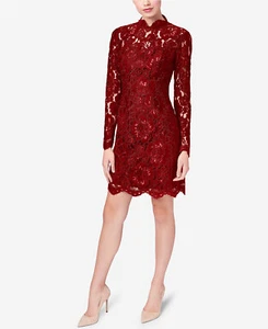 Betsey Johnson rotweinfarben Spitze Cocktail Social Kleid 10 $ 148 - Bild 1 von 5