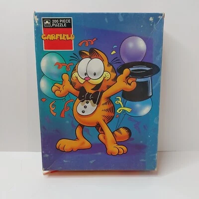 Garfield Cat 200 Piece Jigsaw Puzzle Golden 4860 Complete 1978 Top Hat Balloons - Image 1 of 4