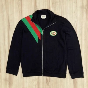 GUCCI KIDS BLACK COTTON INTERLOCKING GG PATCH ZIP UP SWEATSHIRT - Picture 1 of 13