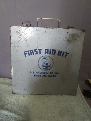 Vintage 1960's A.E. Halperin Halco FIRST AID KIT BOX With Supplies - Image 1 of 3