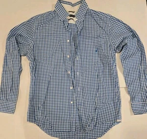 Nautica Mens Dress Shirt Slim Fit Stretch Blue Plaid Medium - Picture 1 of 4