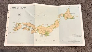 Vintage Mid-Century Karte von Japan - 11"" x 6 1/2"" - bunt - Bild 1 von 4
