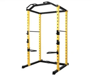 1000lb Capacity Multi-Function Adjustable Power Cage Power Rack Yellow - Picture 1 of 5
