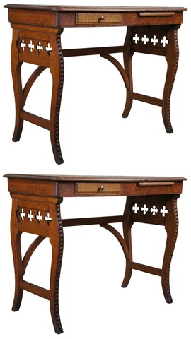 2 Antique Victorian Quartersawn Oak Folding Mission Campaign Writing Desks 32" Cover