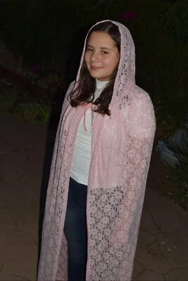 全新 腮红 蕾丝 连帽斗篷 万圣节 服装 女巫 童话 中世纪 成人 女式 — 第 1/4 张图片