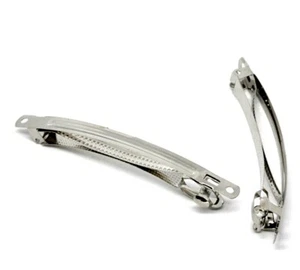 Blank Barrette Hair Clips 10pcs Silver Tone - Weddings Prom - 100mm x 7mm - Picture 1 of 4
