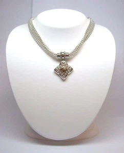 JOSEPH ESPOSITO 5 STRAND BALL CHAIN STERLING SILVER 925 & 14K YG PINCHED SQ 18"  - Picture 1 of 8