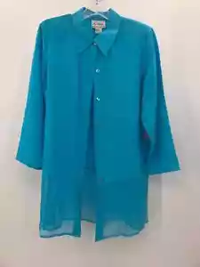 Pre-Owned Linea Blue Size Small Silk Tunic Blouse - Picture 1 of 3