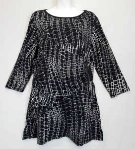 Multiples Tunika Top Rüschen Seitenreißverschluss Akzent Damen L 3/4 Arm schwarz Stretch - Bild 1 von 11