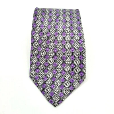 Corbata de seda GIANNI VERSACE - Italia púrpura claro y gris Foto 1 de 4