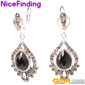 Assorted Drop Gemstones Marcasite Dangle Stud Fashion Jewelry Women Earring Gift - Picture 1 of 59