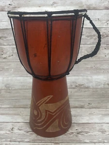 Tribal African Djembe Drum w/ Ropes & Carvings - Picture 1 of 5