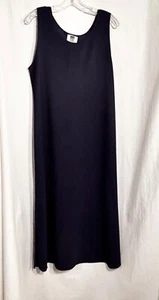 WOMENS XL EXTRA LARGE TEXTURED BLUE SLEEVELESS MAXI DRESS W/DOUBLE SIDE SPLITS - Picture 1 of 5