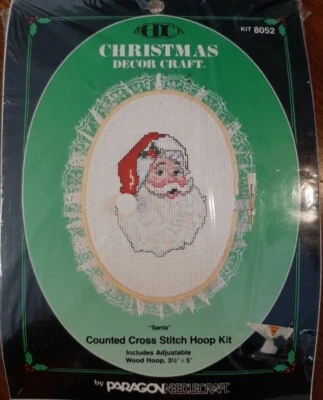 Kit de aguja Paragon 1986 con aro Santa #8052 3,5 x 5 pulgadas punto de cruz de Navidad Foto 1 de 3