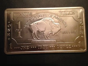 50-1 TROY OZ/ OUNCE Fine .999 Pure TITANIUM Metal Buffalo Bars/INGOTS/Bullion - Picture 1 of 1