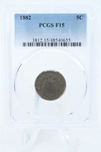 1882-P PCGS F15 Shield Nickel Business Strike 5C - Picture 1 of 2