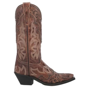Laredo Braylynn Embroidered Studded Snip Toe Cowboy Womens Brown Casual Boots 5 - Picture 1 of 5