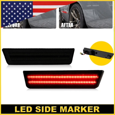 For 2008-2014 Dodge Challenger LED Side Marker Light Rear Bumper Lamp Red Smoked - Image 1 of 4