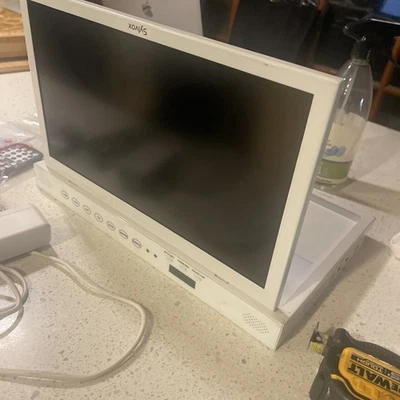 15.6 In Flip Down Smart  TV ±180° Rotation  Under Cabinet Kitchen TV Mahogany - Image 1 of 4