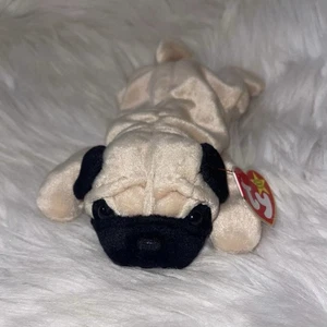 Vintage 1996 TY Beanie Babies Pugsly The Pug #4106 NEW - Picture 1 of 8