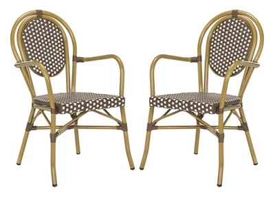 PAT4014A-SET2 Outdoor Collection Rosen Navy and White French Bistro Stacking ... - Image 1 of 4