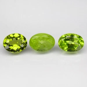 π 2.82ct 3pcs Lot Oval Natural Green Peridot - Untreated, Africa Gemstone - Picture 1 of 4