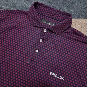RLX Ralph Lauren Performance Golf Burgundy Geometric Polo Shirt Men's Size XXL - Picture 1 of 8