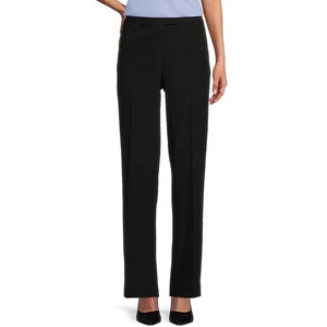 Kasper schwarz Stretch Krepp gerades Bein Mid-Rise flache Vorderseite Hose Pants 6 Neu mit Etikett - Bild 1 von 14