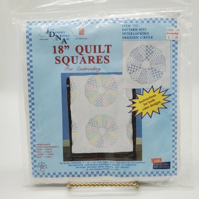 Jack Dempsey Stamped White Quilt Blocks 18"X18" Dresden Circle 732-357 (10) - Image 1 of 4