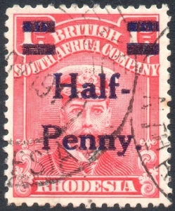 Rhodesia 1917 ½d on 1d rose-red, SG.281, VFU cat.£12 - Picture 1 of 1