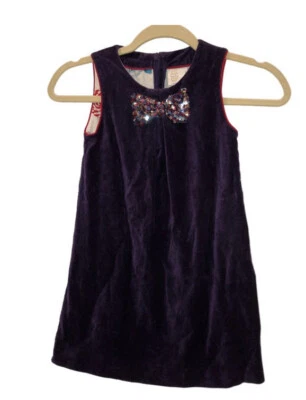 Mini Boden-sz 3/4-EASTER-Roald Dahl-Purple-Dress-Sequin Bow-Willy Wonka- - Image 1 of 4