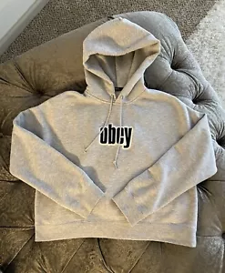 Obey Cropped Hoodie Women's Medium Pullover Gray - Picture 1 of 7