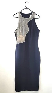 RACHEL GILBERT Black beaded Cocktail Dress - Size 14 - Picture 1 of 3