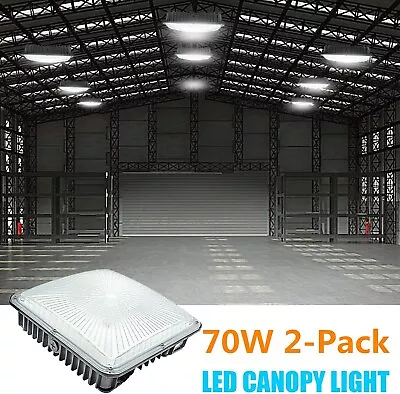 WYZM LED Luz de Toldo, 70W Lámpara de Gasolinera Exterior, Negro, 5500K Blanco Foto 1 de 4