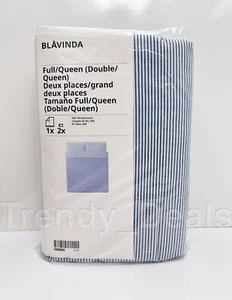 Funda nórdica completa/queen Ikea BLAVINDA con 2 fundas de almohada juego de cama azul liso/rayas - Imagen 1 de 3