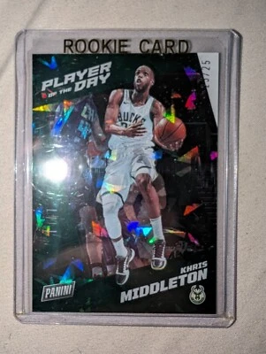 Khris Middleton Green Cracked Ice Panini Player Of The Day 23/25 - Image 1 of 4