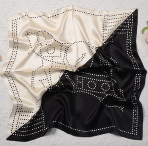 100%Silk Mulberry Wrap Shawl Square polka dot Print Bandanna Scarf 68X68cm new - Picture 1 of 2