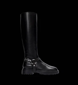 BARED FOOTWEAR HILLSTAR KNEE HIGH BOOTS BLACK LEATHER WOMENS EU 41 US 10.5 NEW - Picture 1 of 8