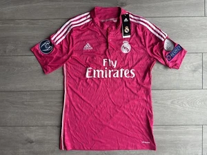 Neu mit Etikett Real Madrid 2014/15 rosa Auswärtstrikot Trikot #11 Bale/W Abzeichen! Selten Medium - Bild 1 von 9