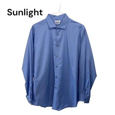 Calvin Klein Mens Infinite Non Iron Slim Fit Stretch Dress Shirt Size 2XL Blue - Image 1 of 4
