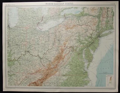 Antique Map: US North Eastern States by John Bartholomew, Times Atlas, 1922 - Image 1 of 4