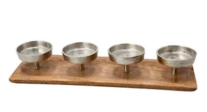 Mango Kerzen Halter 35cm - Advent Deko Alu Kerzen Teller Weihnachts Holz Tablett - Bild 1 von 1